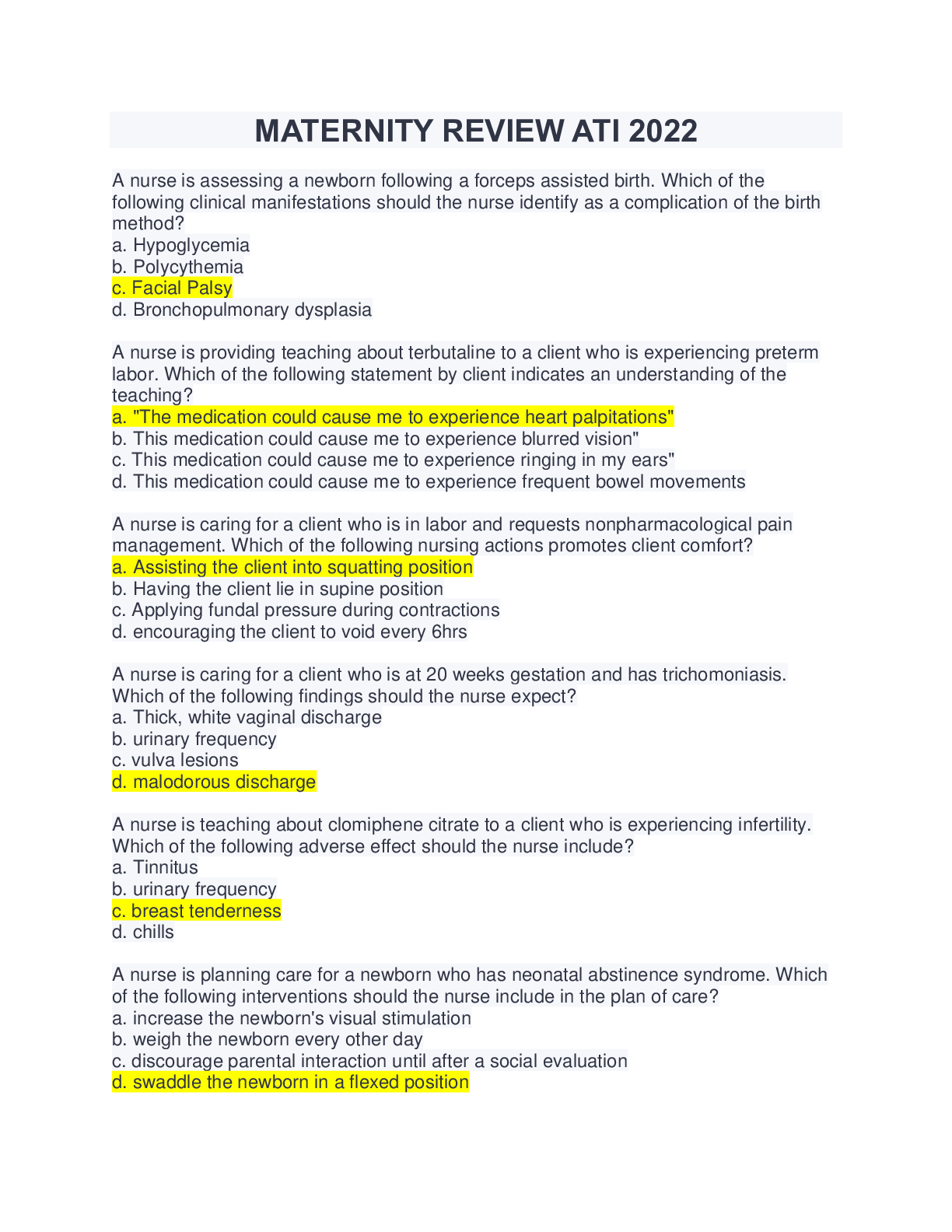 Preview image of MATERNITY REVIEW ATI 2022.pdf document